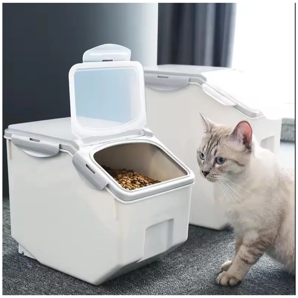 Pet Food Container Storage Airtight Box 10 kgs Capacity Dog Food Container with Translucent Lid Grooved Handle and Clamshell Design for Easy Use Food Bin 25 cm H x 32.51 cm L x 22 cm
