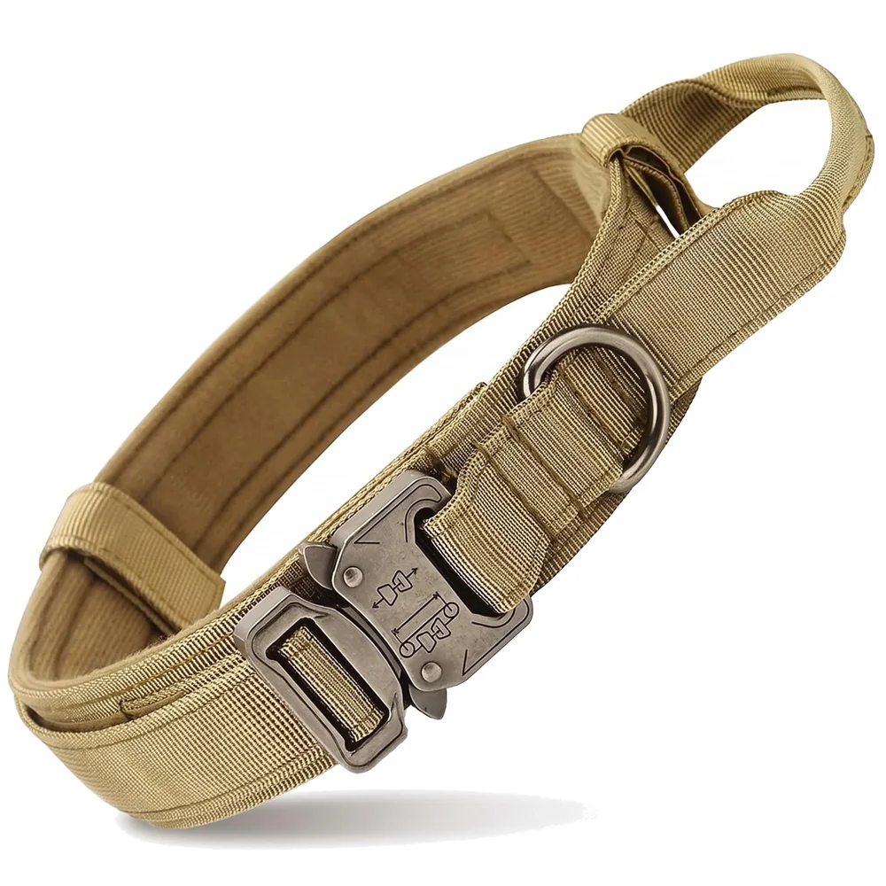 Dog Collar Adjustable Nylon Tactical Dog Collar Military Collar with Strap Handle Dog Training Collar Quick Release Metal Buckle (XL - 20-23.6 Inch)
