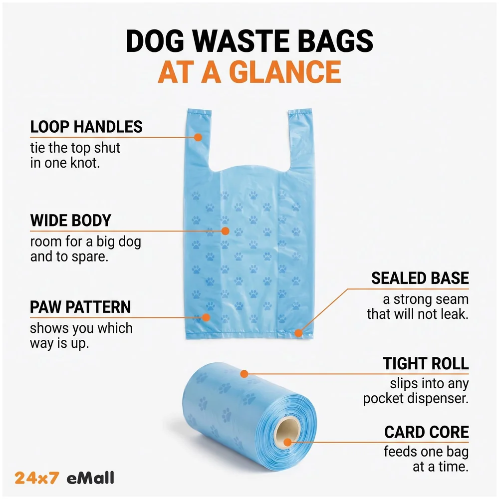 100 Pcs Large Dog Poo Bags Leak Proof Thick Plastic Waste Pick Up