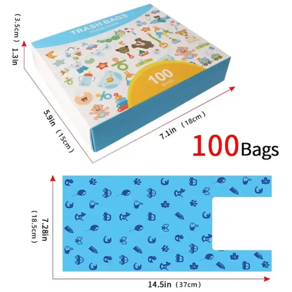 100 Pcs Large Dog Poo Bags Leak Proof Thick Plastic Waste Pick Up