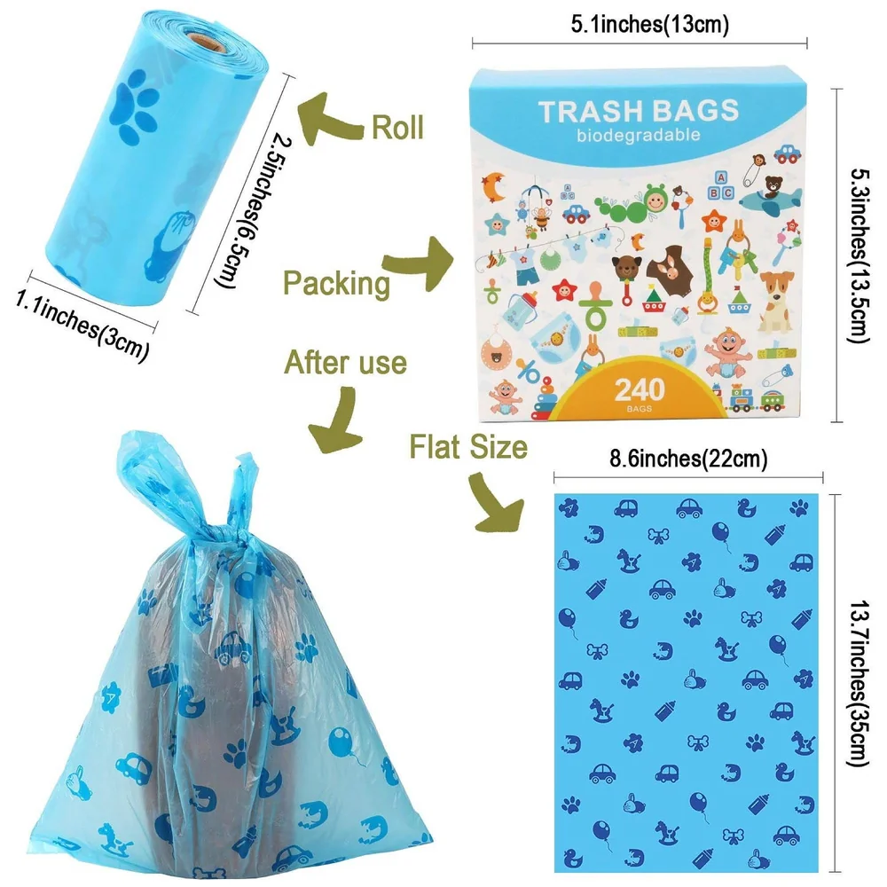 100 Pcs Large Dog Poo Bags Leak Proof Thick Plastic Waste Pick Up