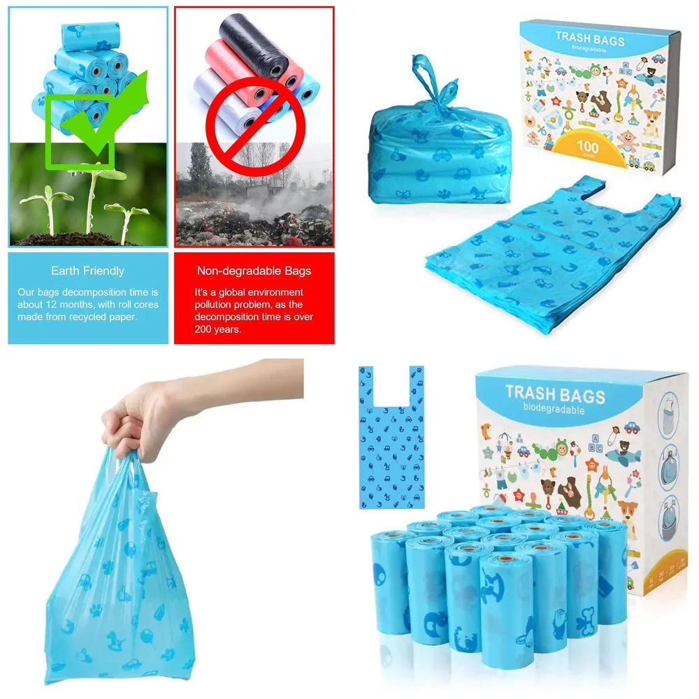 100 Pcs Large Dog Poo Bags Leak Proof Thick Plastic Waste Pick Up