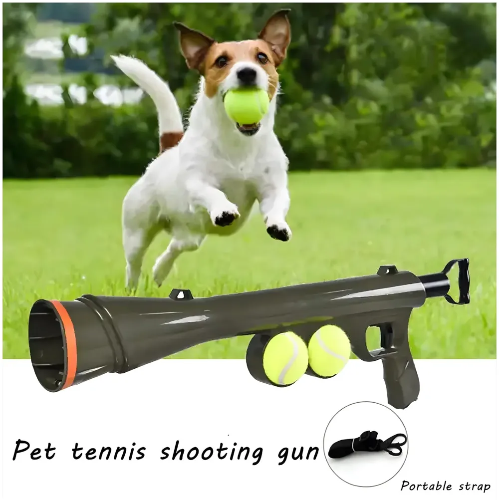 Pet Dog Ball Launcher, Ball Thrower-Interactive Toys, 1 Launcher and 2 Balls, 24 Inches.