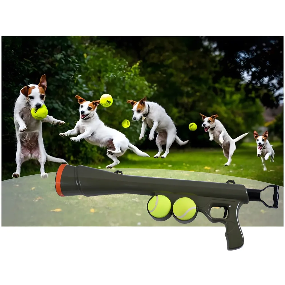Pet Dog Ball Launcher, Ball Thrower-Interactive Toys, 1 Launcher and 2 Balls, 24 Inches.