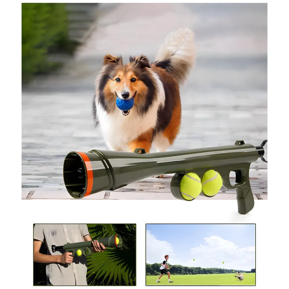 Pet Dog Ball Launcher, Ball Thrower-Interactive Toys, 1 Launcher and 2 Balls, 24 Inches.