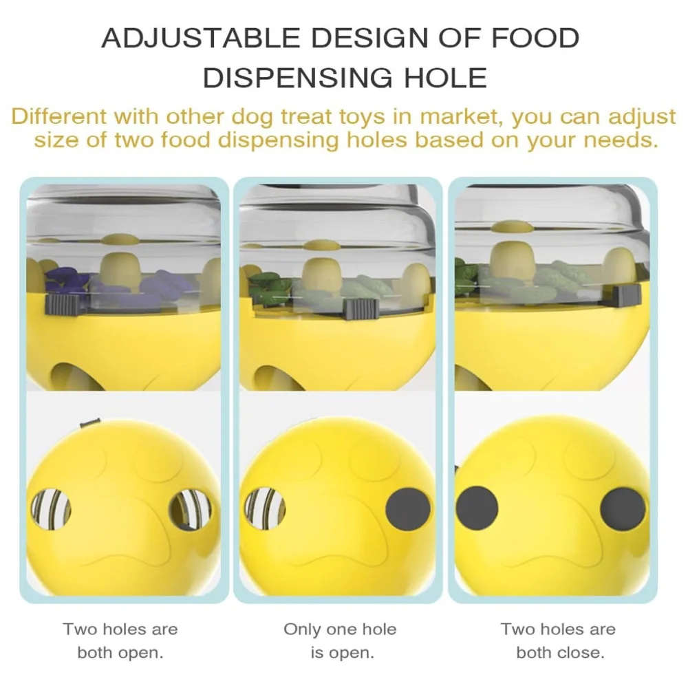 Dog Treat Dispenser Ball Tumbler Slow Feeder IQ Puzzle Toy Yellow