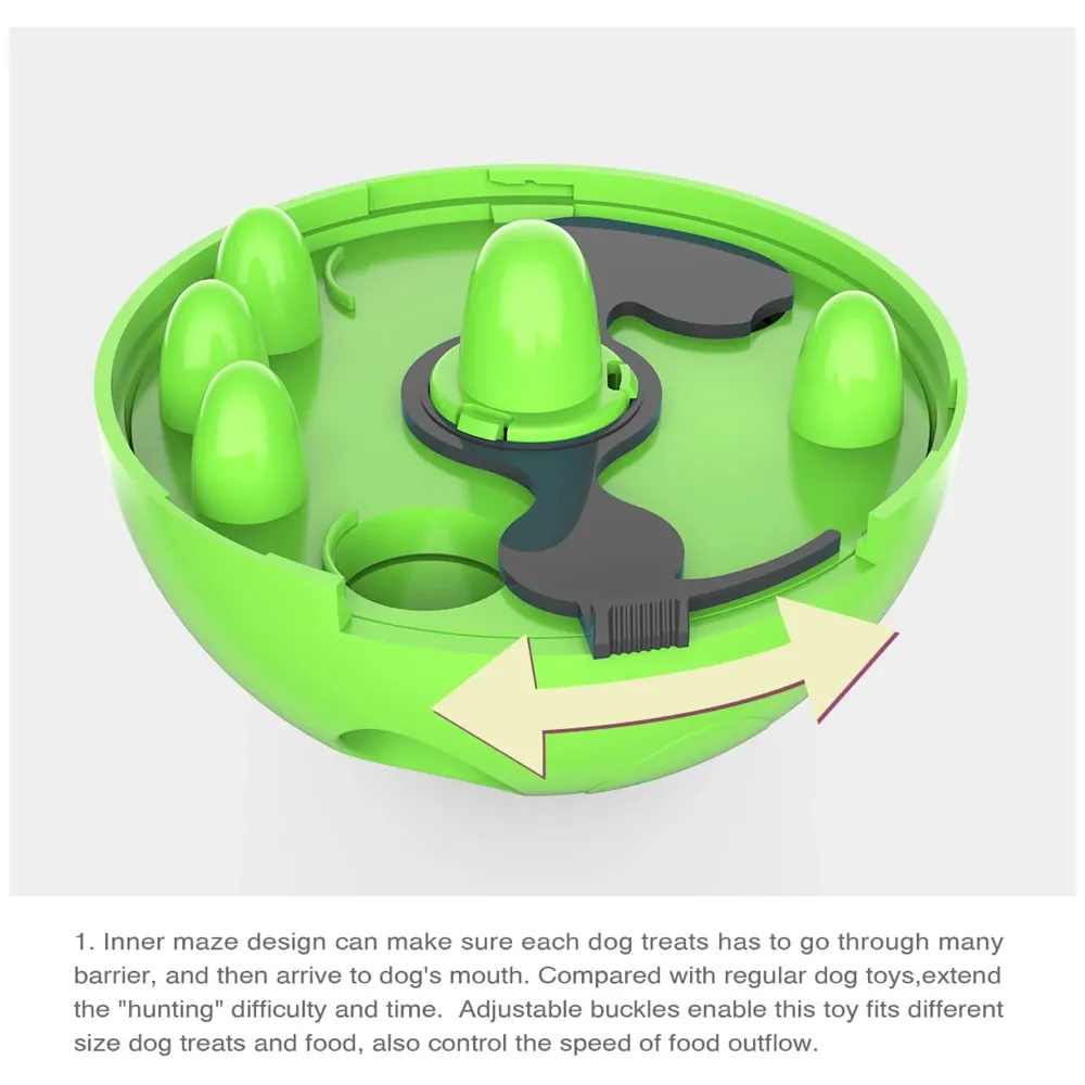 Dog Food Treat Dispenser Ball Toy, Interactive Puzzle Treat Ball, Slow Feeder Pet Food Treat Ball, Tumbler Design IQ Ball for Puppy, Cats, Dogs, and Pets Green