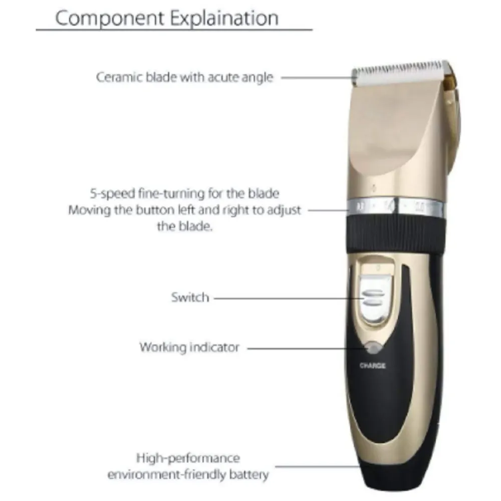 Professional Automatic Battery Powered Rechargeable Unisex Pet Hair Trimmer For Dogs And Cats (Trimmer + Extra Blade)