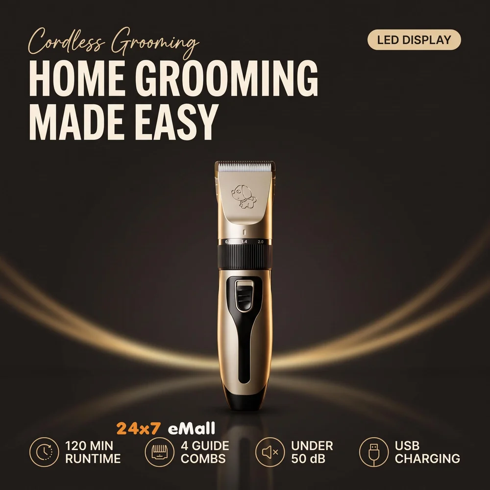 Professional Automatic Rechargeable Unisex Pet Hair Trimmer For Dogs And Cats (Trimmer), Battery Powered, Multicolor