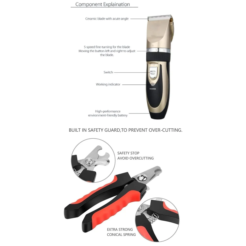 Professional Automatic Rechargeable Unisex Pet Hair Trimmer For Dogs And Cats (Trimmer), Battery Powered, Multicolor