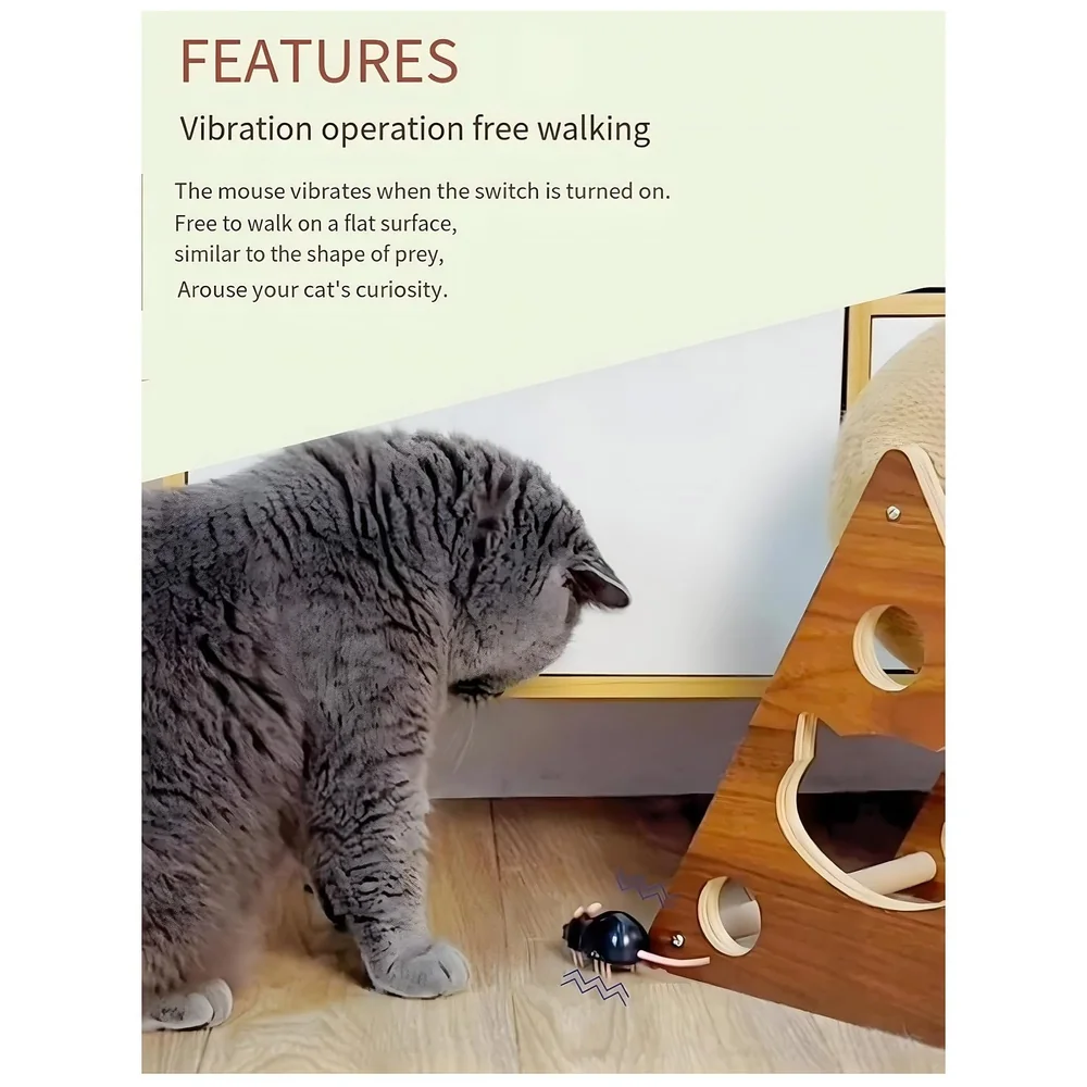 Automatic Vibrating Mouse Cat Teaser Toy Small Size for Kittens