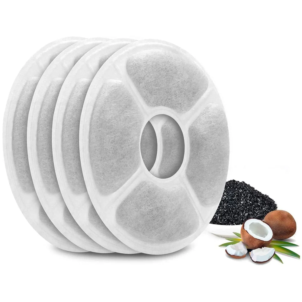 4 Pcs Carbon Replacement Filters for Pet Fountain - Filters for Water Fountain Compatible for Cats and Dogs.