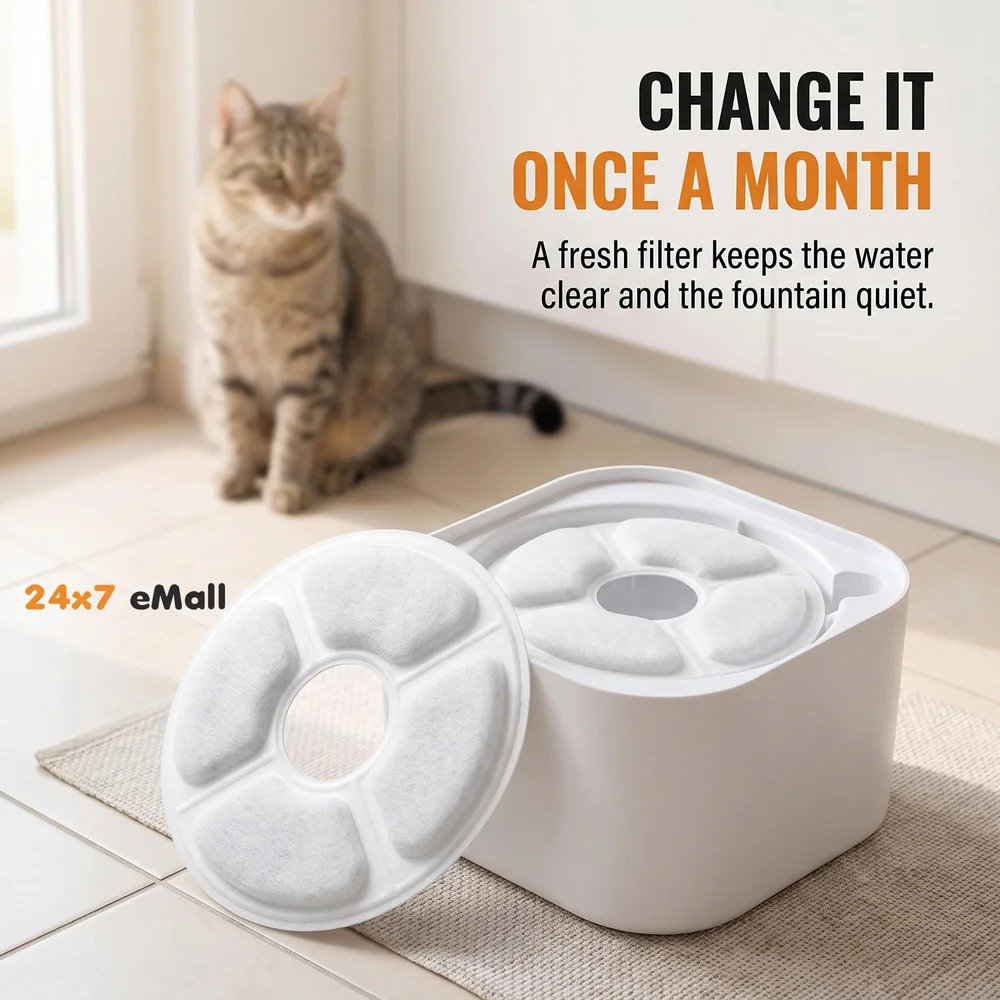 4 Pcs Carbon Replacement Filters for Pet Fountain - Filters for Water Fountain Compatible for Cats and Dogs.
