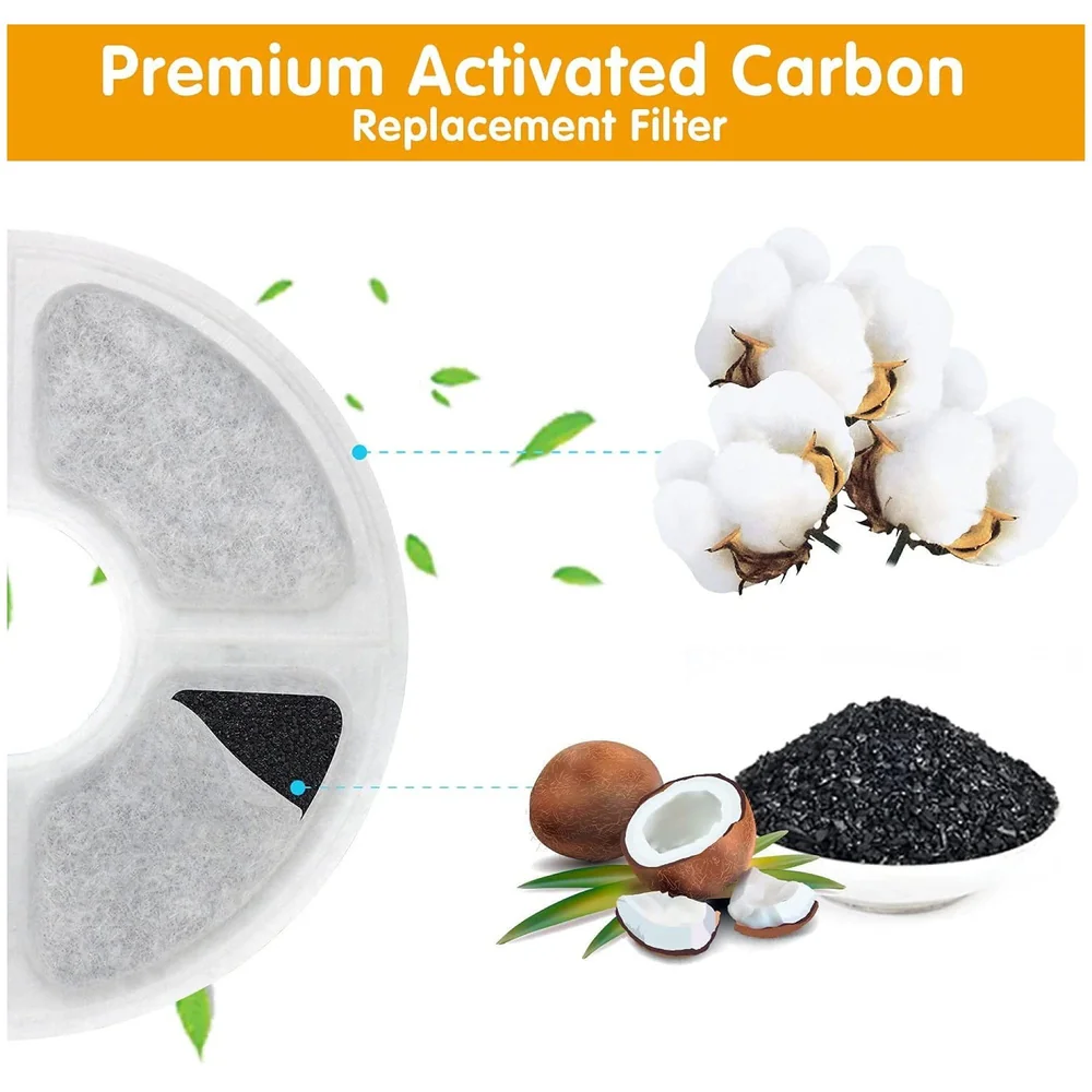 4 Pcs Carbon Replacement Filters for Pet Fountain - Filters for Water Fountain Compatible for Cats and Dogs.