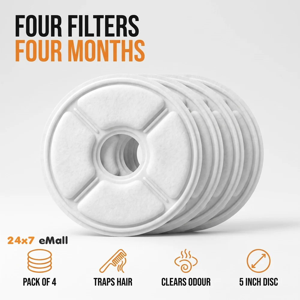 4 Pcs Carbon Replacement Filters for Pet Fountain - Filters for Water Fountain Compatible for Cats and Dogs.