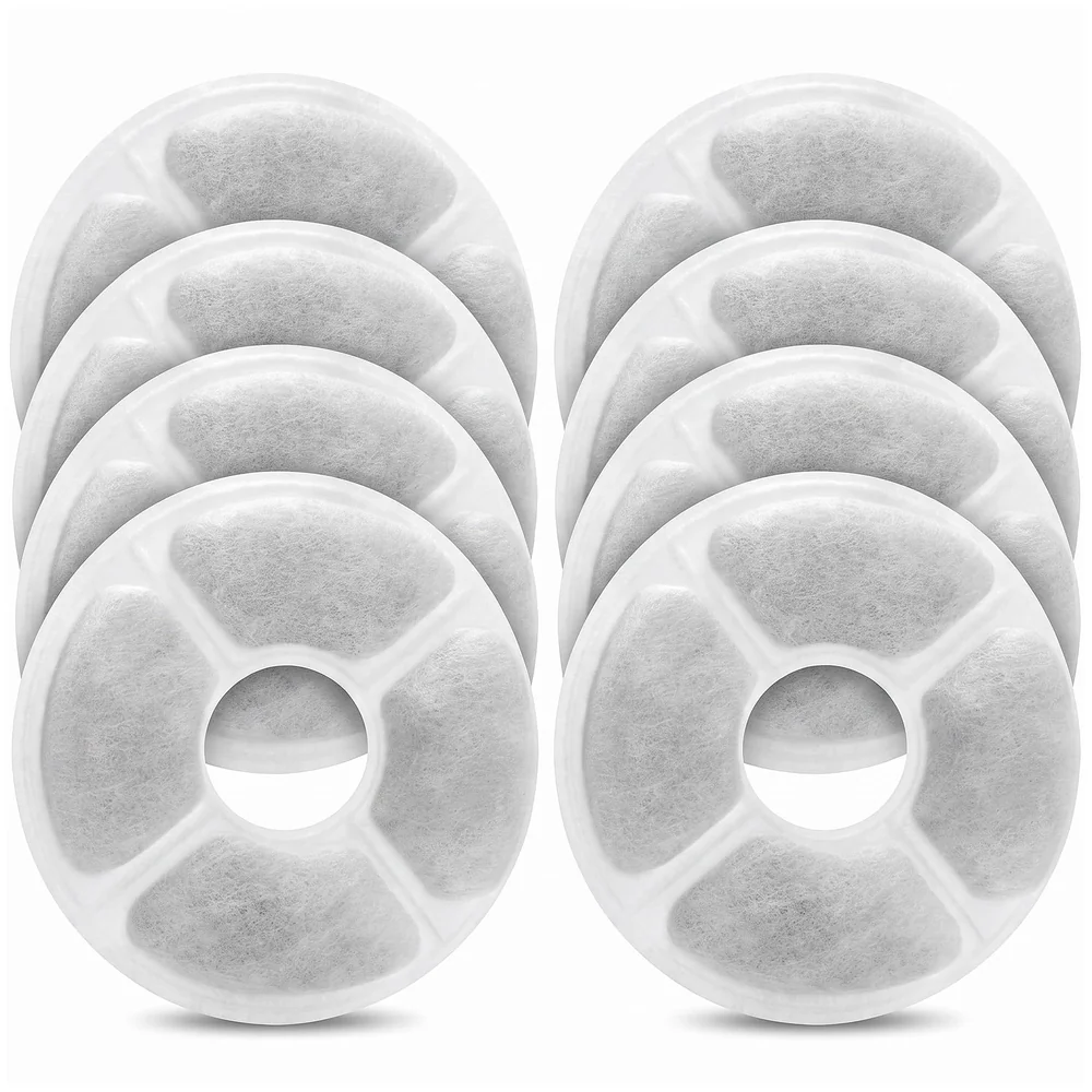 8 Pcs (2 x 4) Carbon Pet Fountain Filters 5 x 0.4 Inch Cat Dog