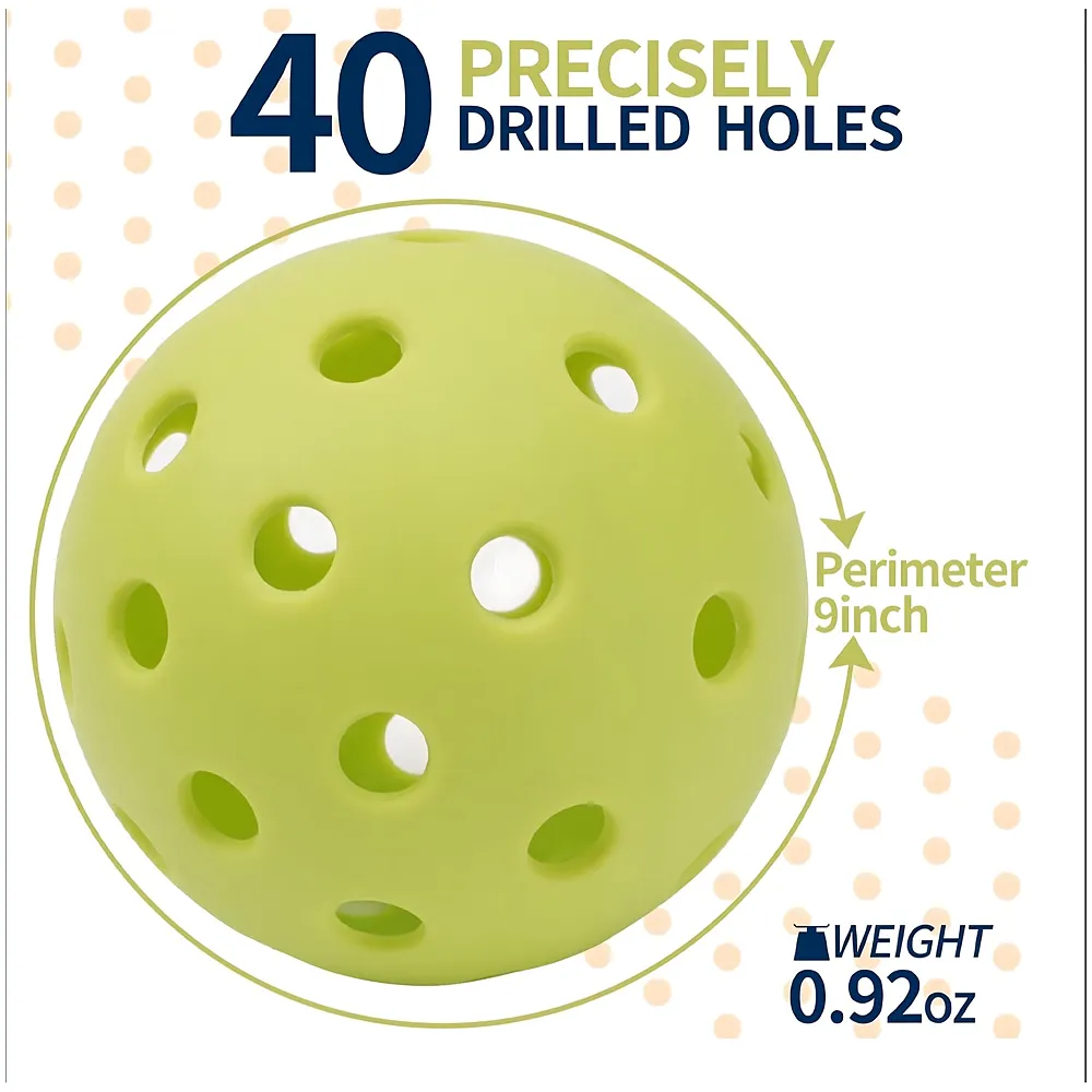 6 Pcs Pickleball Balls 40 Holes 9 cm Standard Diameter Indoor