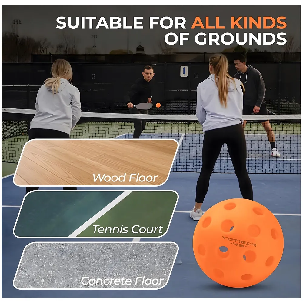 6 Pcs Pickleball Balls 40 Holes 9 cm Standard Diameter Indoor