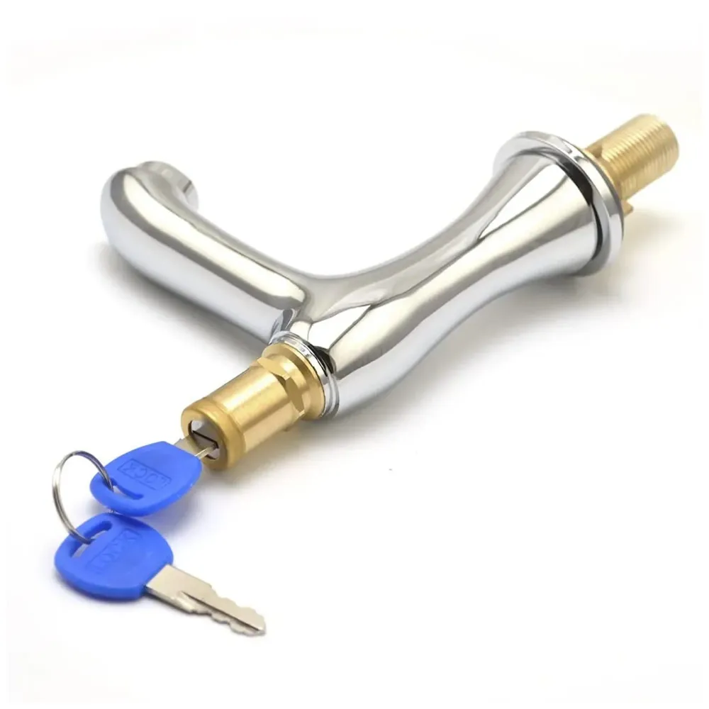 Tap With Lock and Key, 1/2" Thread Water Pillar Cock, Lockable Faucet for Outdoor Garden, Brass Water Tap