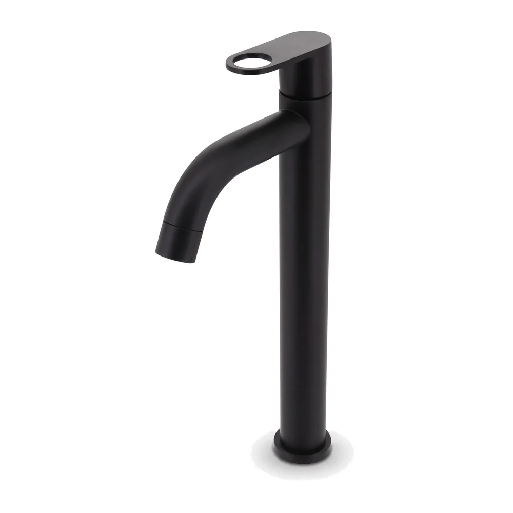 SS Extended Tall Body Pillar Cock 12''Tap Black Faucet Waterfall Single Lever, SS Material, for Wash Basin Bathroom 12 Inches Height