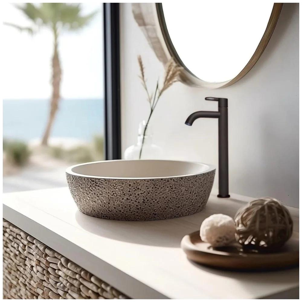 SS Extended Tall Body Pillar Cock 12''Tap Black Faucet Waterfall Single Lever, SS Material, for Wash Basin Bathroom 12 Inches Height