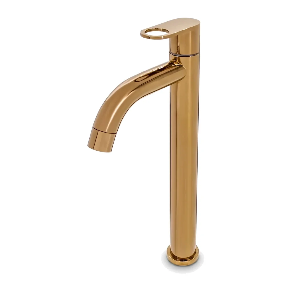 SS Tall Body Pillar Cock 12 inch Rose Gold Faucet Waterfall Tap
