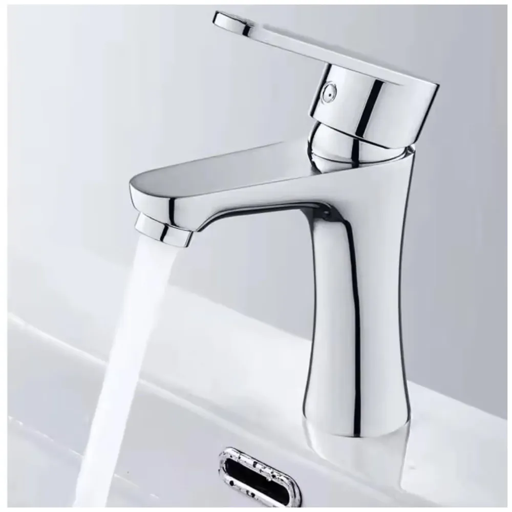 Brass Silver Chrome Single Lever Pillar Cock ~ Cold Water Only ~ 6 Inches Height Tap Faucet for Bathroom Toilet Wash Basin Long Lasting