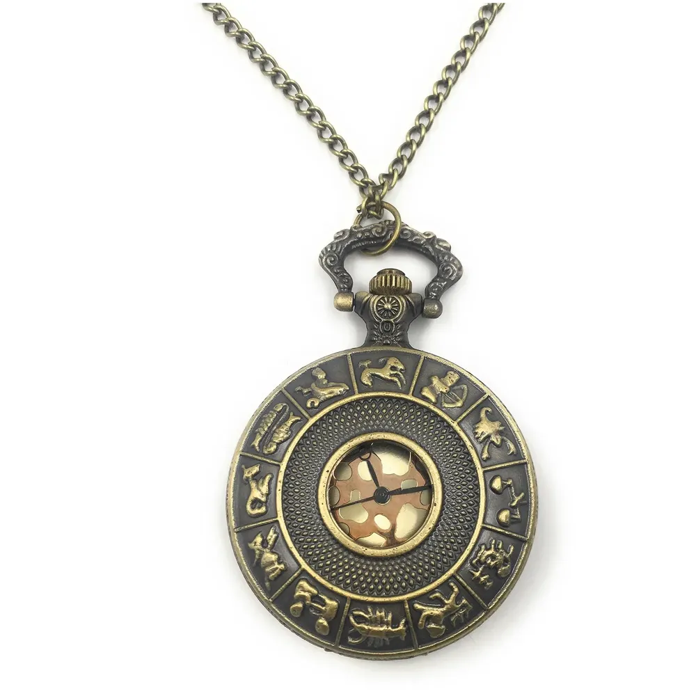 Antique All Zodiac Vintage Quartz Men's and Women's Pocket Watch Case (4.5 cm Diameter)