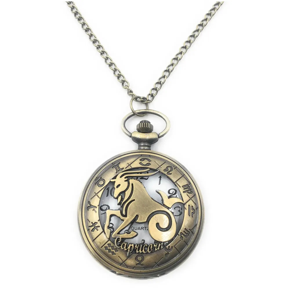 Antique Classic Metal Vintage Quartz Pocket Watch Case Zodiac 4.5 cm Diameter