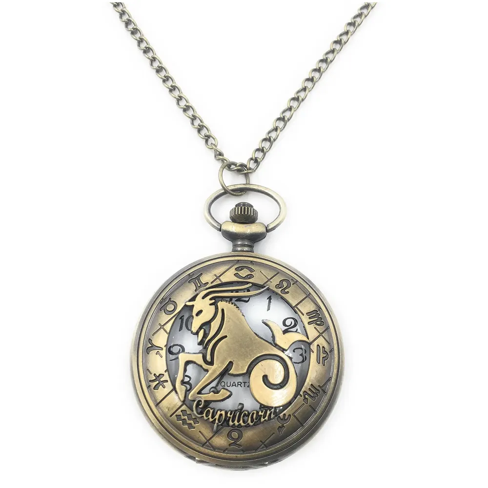 Antique Classic Metal Vintage Quartz Pocket Watch Case Zodiac 4.5 cm Diameter
