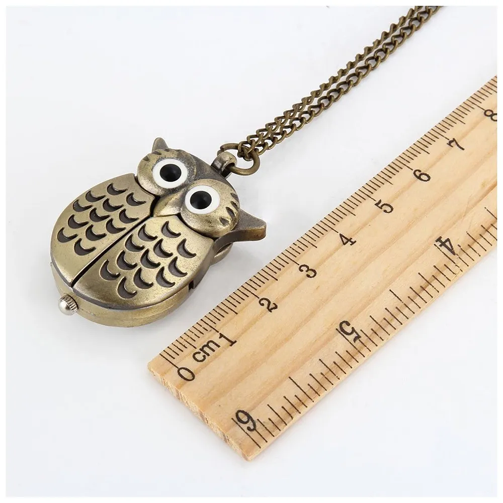 Owl Pocket Watch Pendant Classic Vintage Retro Antique 2.5 cm
