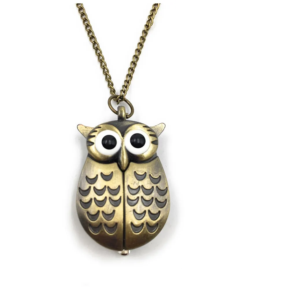 Owl Pocket Watch Pendant Classic Vintage Retro Antique 2.5 cm