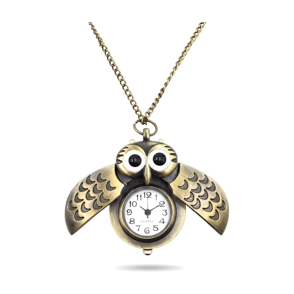 owl Pocket Watch Classic Vintage Retro Antique Owl Chain Pocket 2.5 Cms Diameter Pendent (Owl)