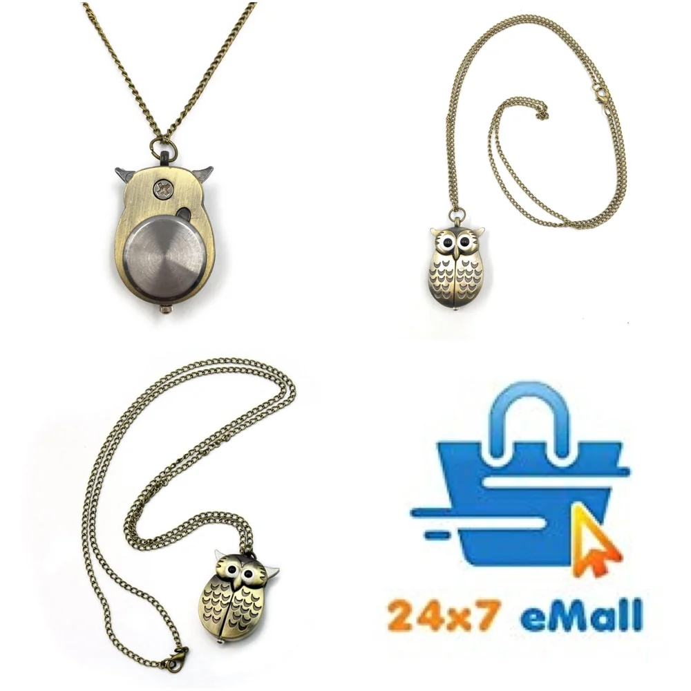 owl Pocket Watch Classic Vintage Retro Antique Owl Chain Pocket 2.5 Cms Diameter Pendent (Owl)
