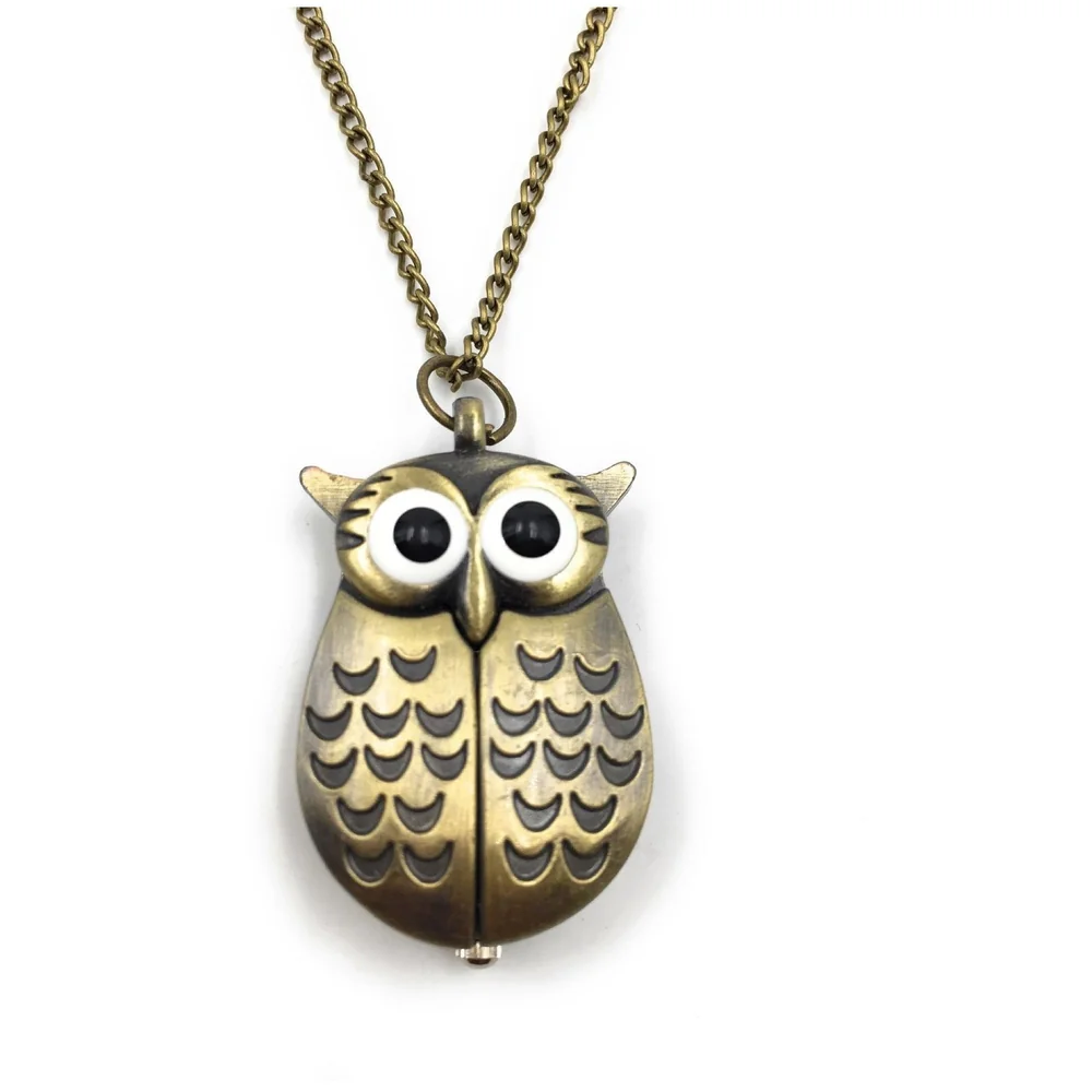 owl Pocket Watch Classic Vintage Retro Antique Owl Chain Pocket 2.5 Cms Diameter Pendent (Owl)