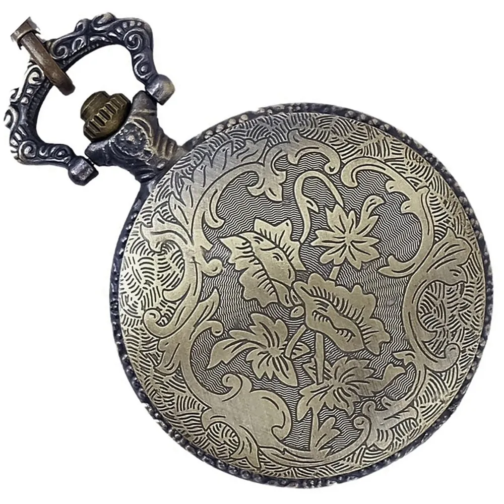 Antique Train Classic Vintage Quartz Pocket Watch Case 4.5 cms Diameter