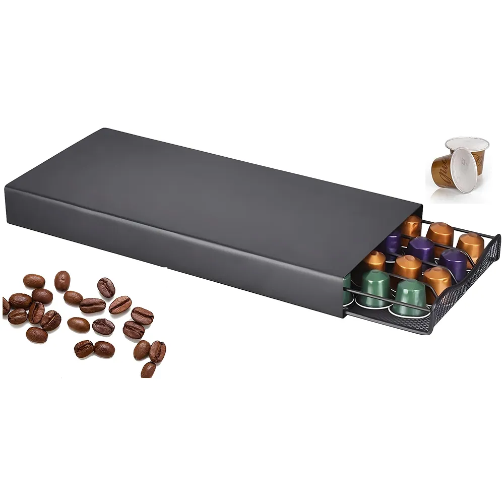 Coffee Capsule Holder 40 Pods For Nespresso Black 37 x 17 x 5 cm