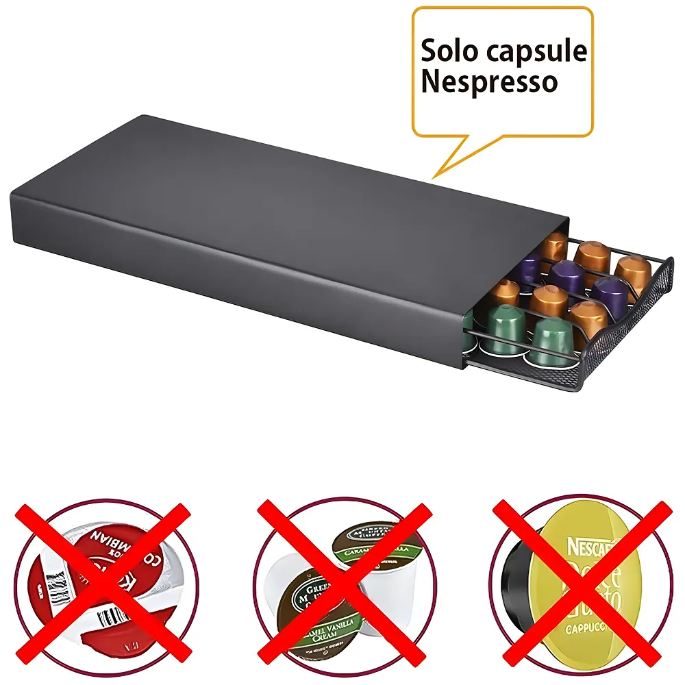 Coffee Capsule Holder 40 Pods For Nespresso Black 37 x 17 x 5 cm