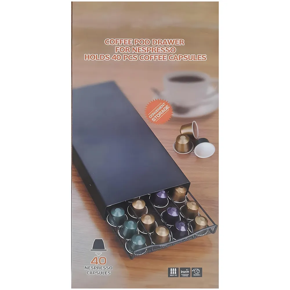 Coffee Capsule Holder 40 Pods For Nespresso Black 37 x 17 x 5 cm