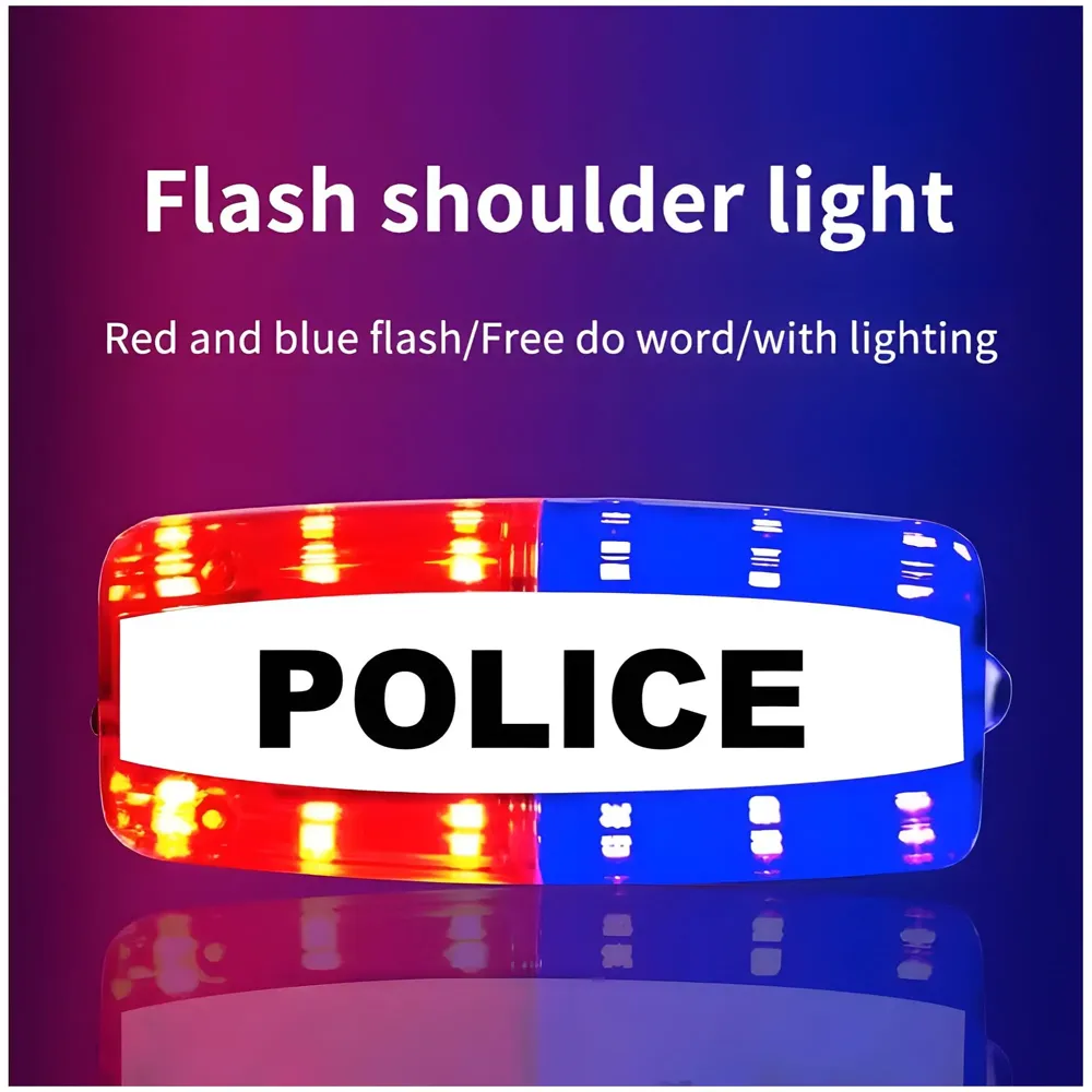 2 Pcs Police Shoulder Light Blinker, Blue and Red Warning Strobe, Safety LED Flashing Flashlight for Outdoor Rescue, Traffic, Patrols, Cycling, Night Run Emergency