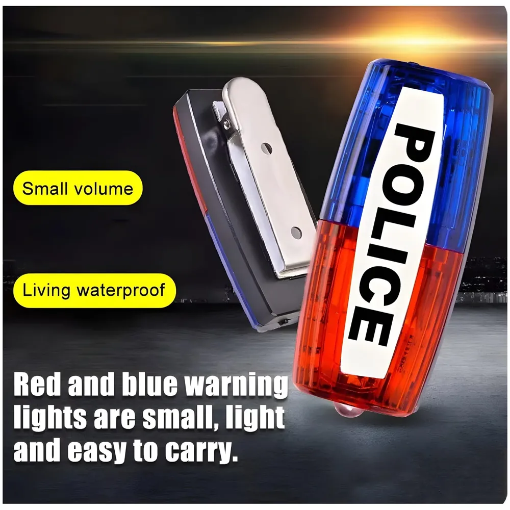 2 Pcs Police Shoulder Light Blinker, Blue and Red Warning Strobe, Safety LED Flashing Flashlight for Outdoor Rescue, Traffic, Patrols, Cycling, Night Run Emergency