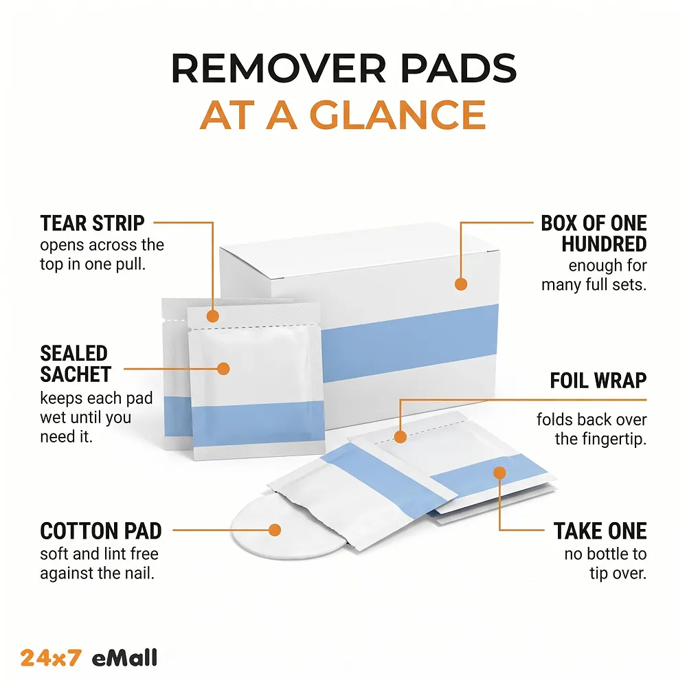 Pack of 100 Gel Nail Polish Remover Pads Lint Free Soak Off Kit