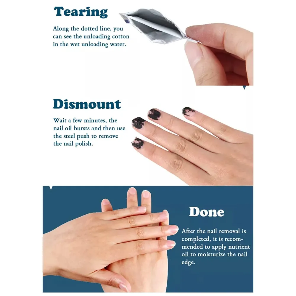 Pack of 100 Gel Nail Polish Remover Pads Lint Free Soak Off Kit