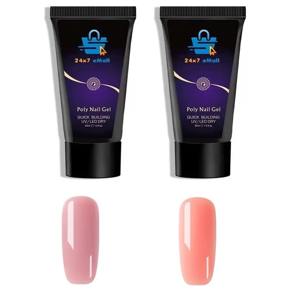 2 Pcs Poly Nail Gel UV Acrylic Nail Extension Tubes 30ml Each