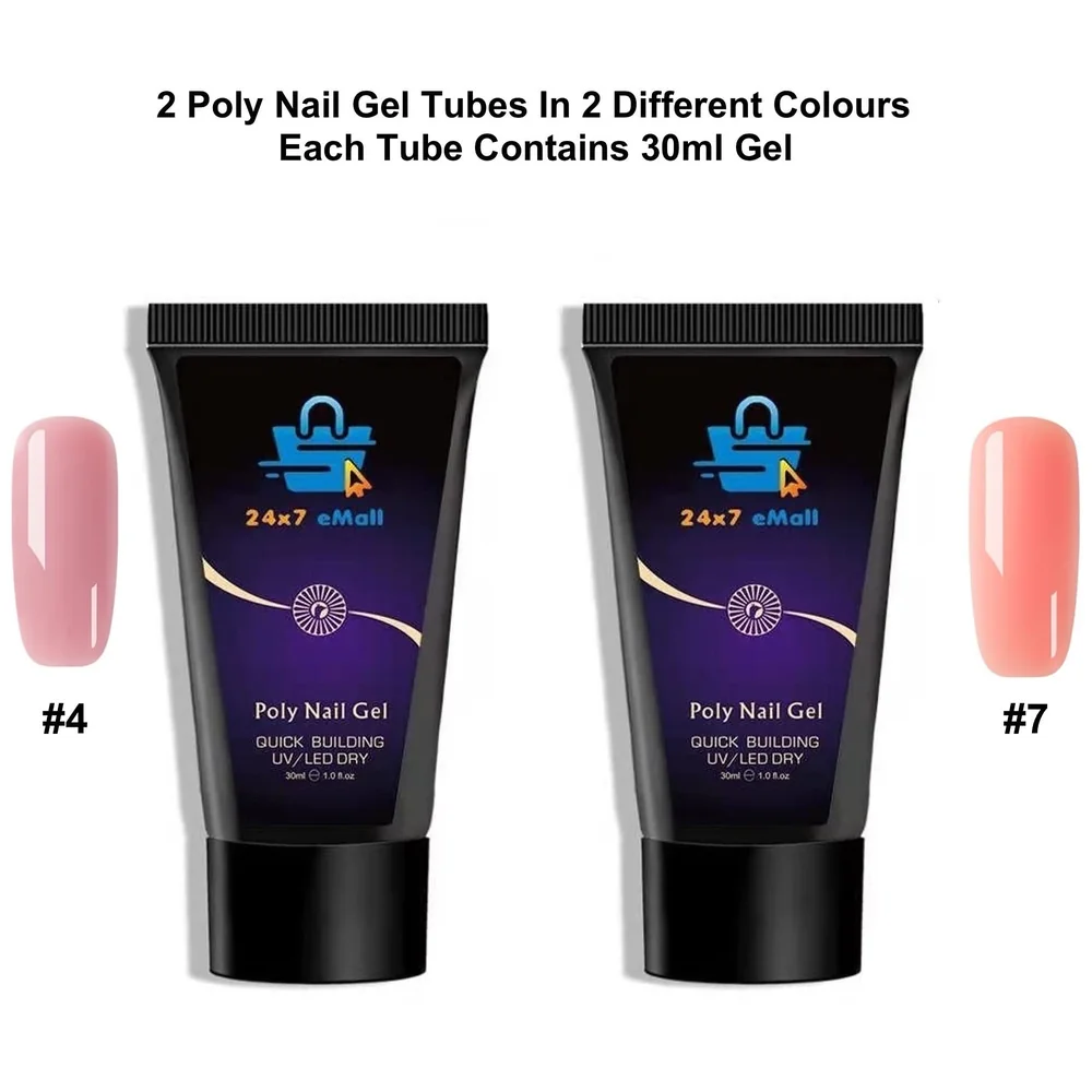 2 Pcs Poly Nail Gel UV Acrylic Nail Extension Tubes 30ml Each