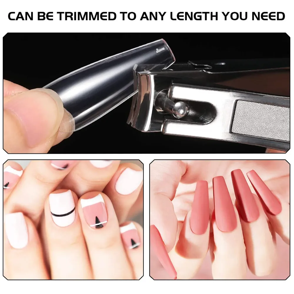 Dark Pink Poly Gel Nail With Nail Spatula, Buffer And 100Pcs Fake Nails Acrylic Gel Poly Gel Nail Gel Extension Set