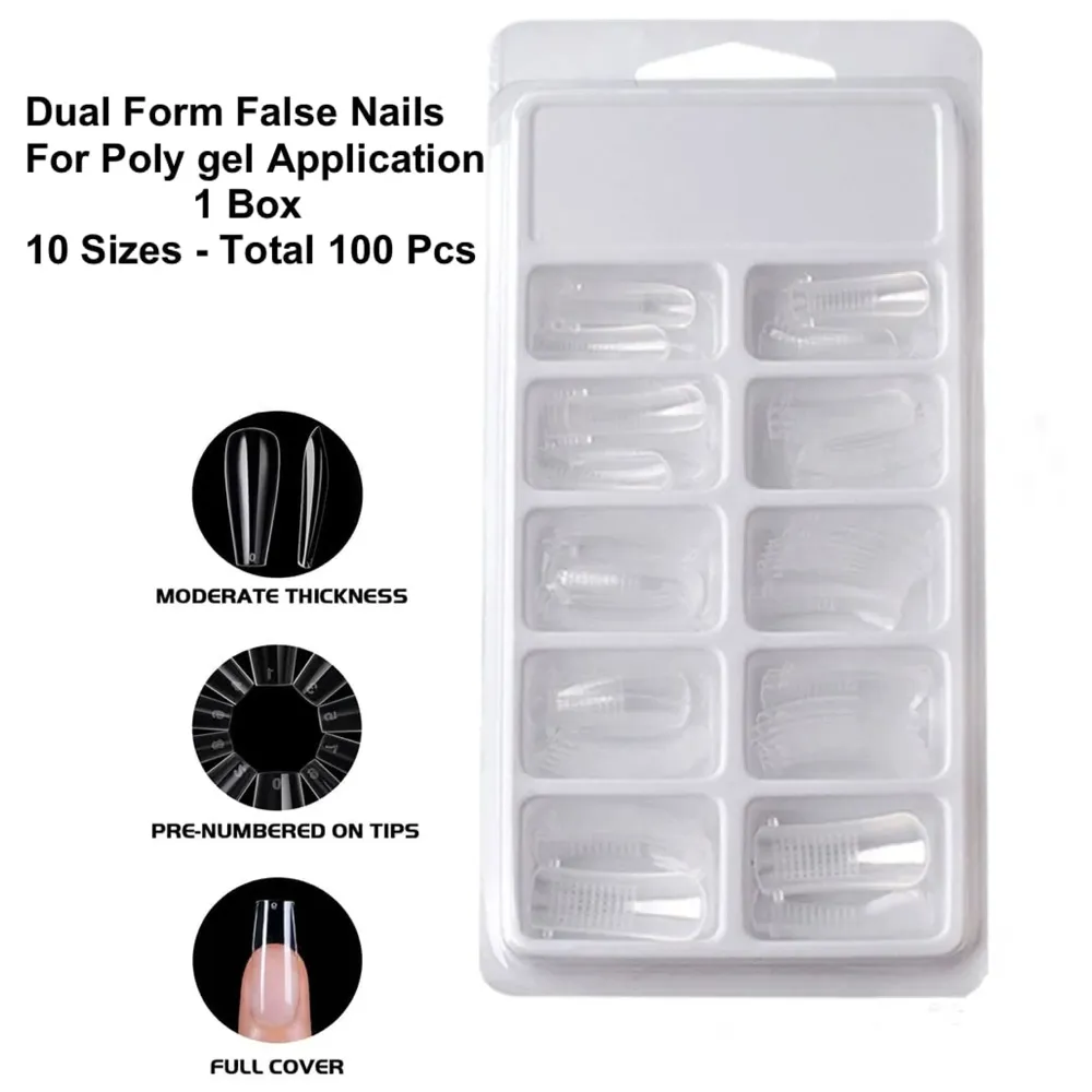 Transparent Acrylic Gel Poly Gel Nail Gel Extension Set including fake nails 100pcs, Nail Spatula And Nail Buffer