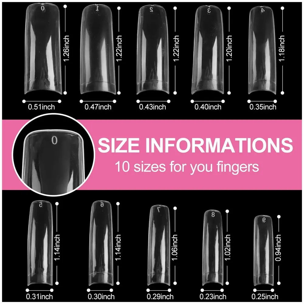 Transparent Acrylic Gel Poly Gel Nail Gel Extension Set including fake nails 100pcs, Nail Spatula And Nail Buffer