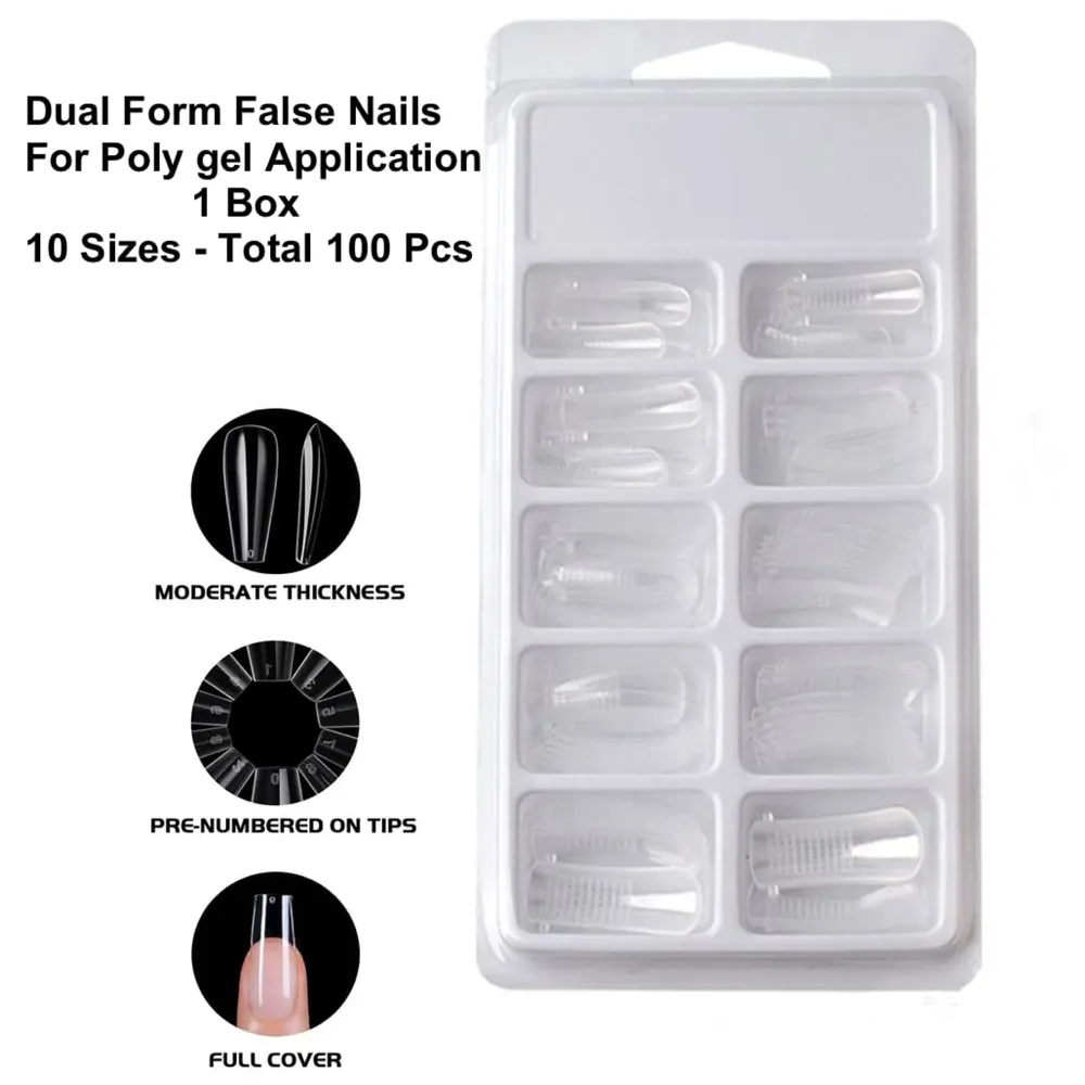 Acrylic Gel Poly Nail Gel Nail Gel Extension Set with Nail Buffer, Spatula and 100Pcs Nails