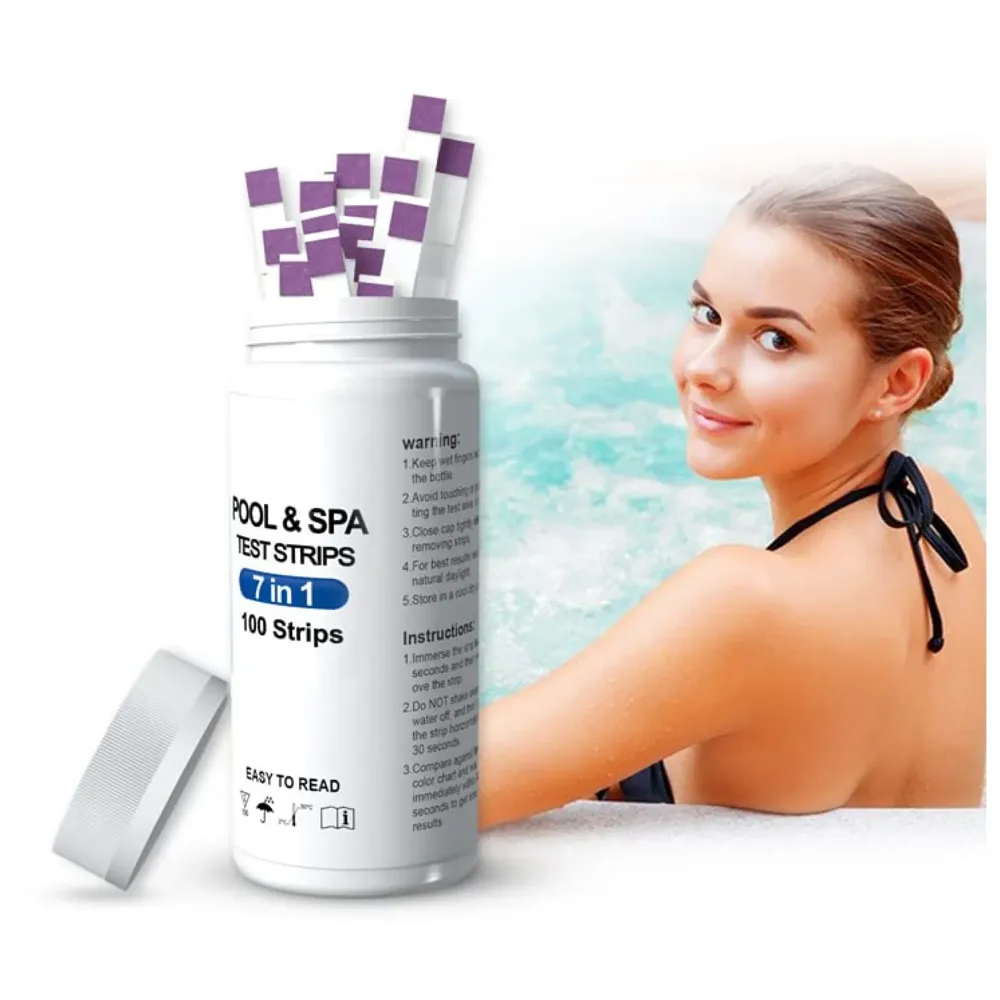 7 in 1 Aquarium Test Kit Swimming Pool Test Strips, Spa, Master Kit 100 Strips for testing Total hardness, Chlorine, Bromine, Cyanuric Acid, Alkalinity And PH